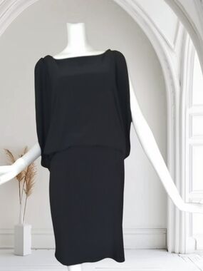 Jessica Simpson Black Draped Blouson Midi Dress